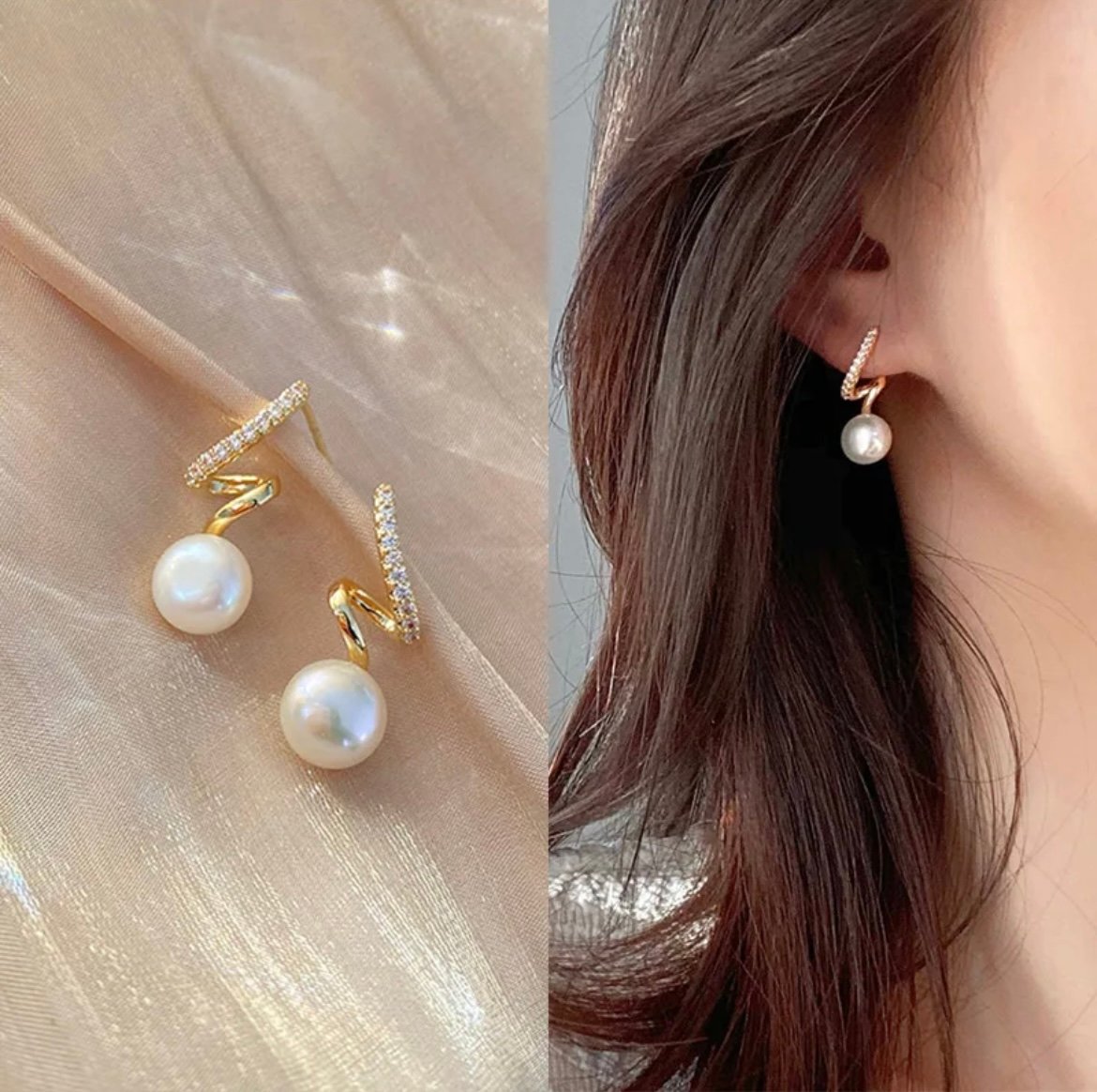 Twisted Pearl Minimalist Cute Earring