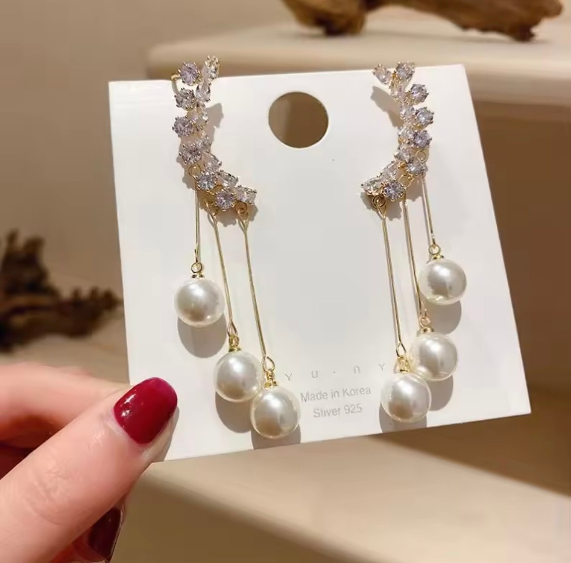 Gold Plated Rhinestone Ear cuff Pattern Earring